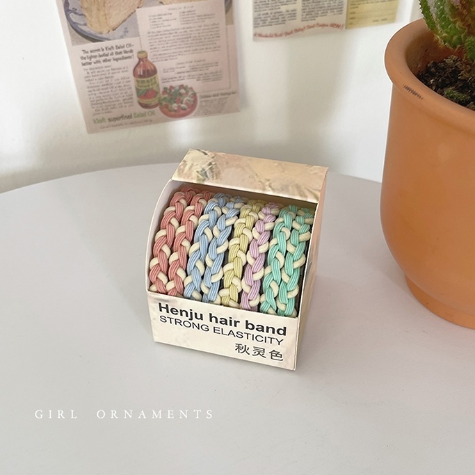 10 Boxed Candy Color High Appearance Horizontal Twist Hair Tie Ponytail Hair Tie High Elastic Durable Rubber Band Hair Band Headwear undefined