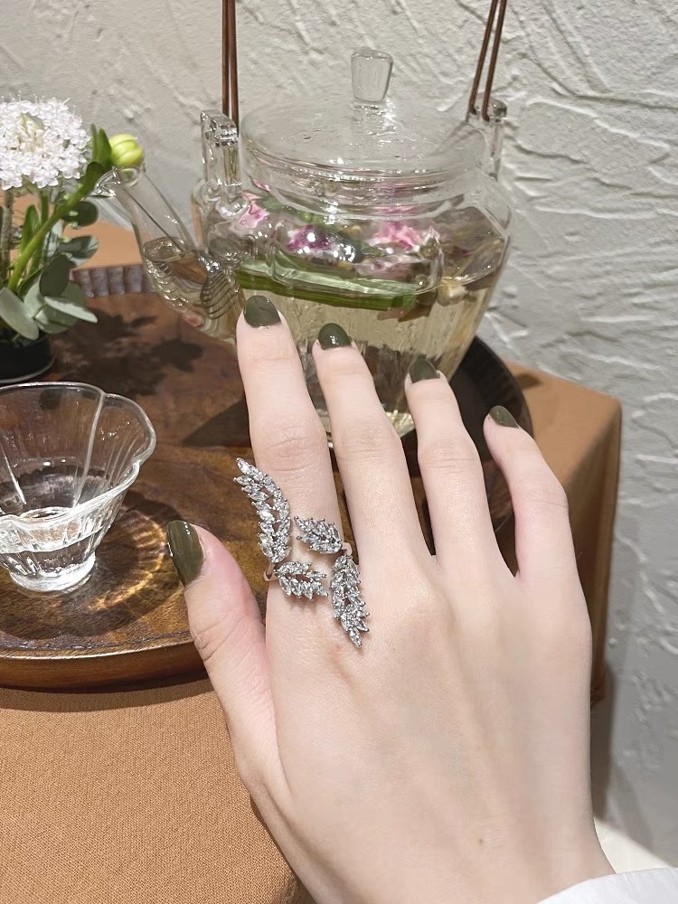 Zircon ring for women, a versatile and simple ring with a unique design and a niche Korean fairy organ style, only -10