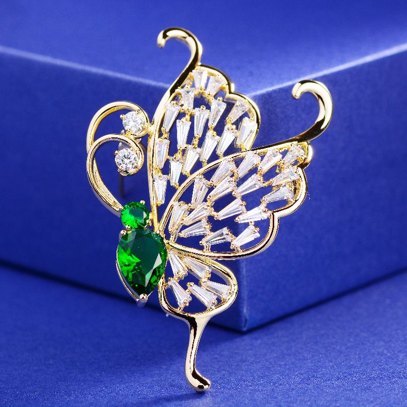 Korean fashion zircon butterfly elegant brooch creative elegant atmosphere clothing cheongsam dress clothing accessories