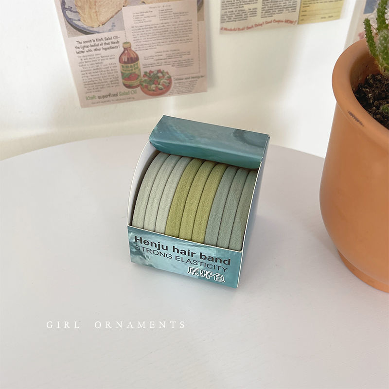 10 Boxed Candy Color High Appearance Horizontal Twist Hair Tie Ponytail Hair Tie High Elastic Durable Rubber Band Hair Band Headwear undefined