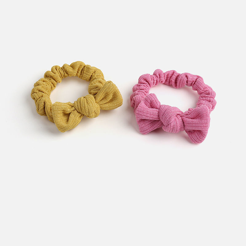 Cute Candy-Colored Bow Pleated Hair Tie Women's Japanese Tie Hair Ponytail Headtie Net Red Everything With Foreign Style Scrumps undefined