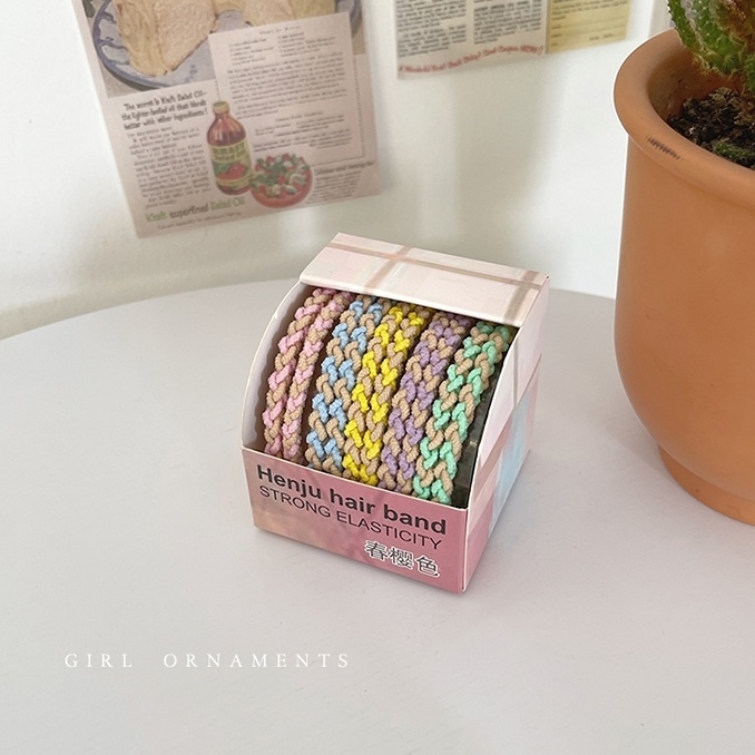 10 Boxed Candy Color High Appearance Horizontal Twist Hair Tie Ponytail Hair Tie High Elastic Durable Rubber Band Hair Band Headwear undefined