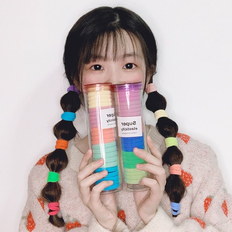 24 Hair Band Female Tie Hair High Elastic Durable Color Head Rope Thick New Ponytail Hair Leather Cover Hair Rope details Picture