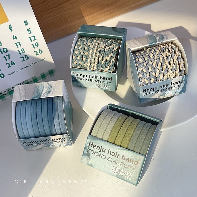 10 Boxed Candy Color High Appearance Horizontal Twist Hair Tie Ponytail Hair Tie High Elastic Durable Rubber Band Hair Band Headwear Item Picture