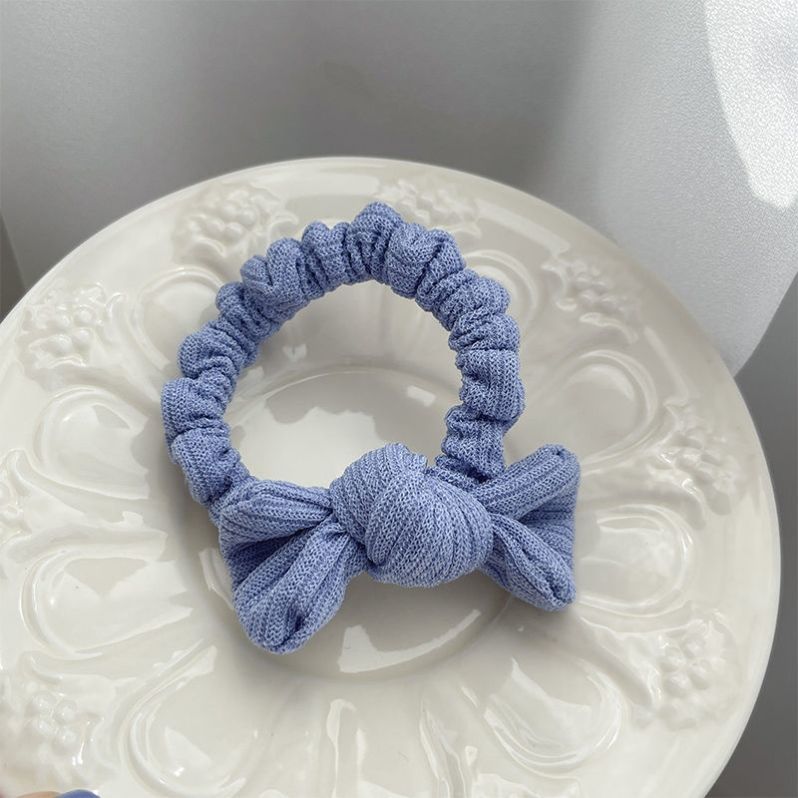 Cute Candy-Colored Bow Pleated Hair Tie Women's Japanese Tie Hair Ponytail Headtie Net Red Everything With Foreign Style Scrumps undefined