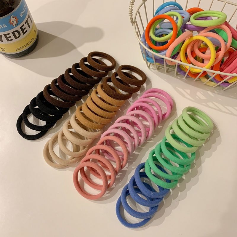 24 Hair Band Female Tie Hair High Elastic Durable Color Head Rope Thick New Ponytail Hair Leather Cover Hair Rope undefined