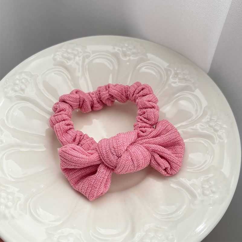Cute Candy-Colored Bow Pleated Hair Tie Women's Japanese Tie Hair Ponytail Headtie Net Red Everything With Foreign Style Scrumps undefined