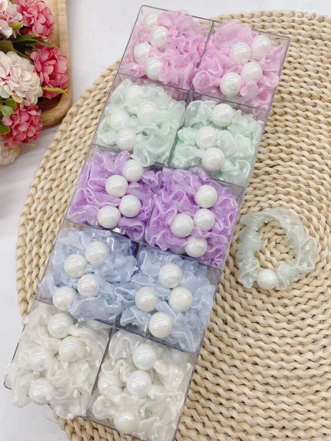 Pearl Ring 6 Cross-Border Hot Sale 60 Color Pure Color Bright Color Ding Pig Large Colon Hair Ring Elastic Hair Ring Manufacturers Direct Supply