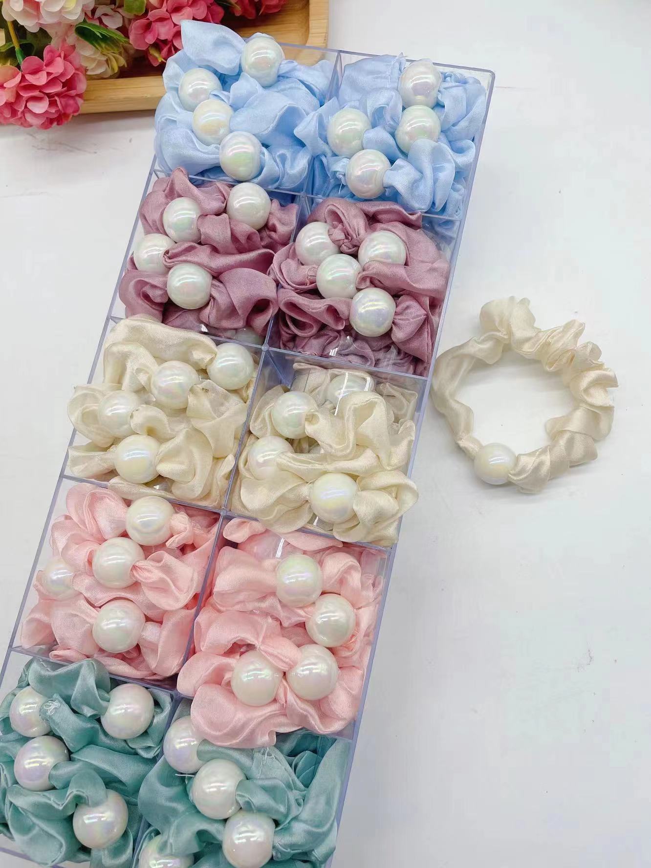 Pearl Ring Cross-Border Hot Sale 60 Color Pure Color Bright Color Ding Pig Large Colon Hair Ring Elastic Hair Ring Manufacturers Direct Supply
