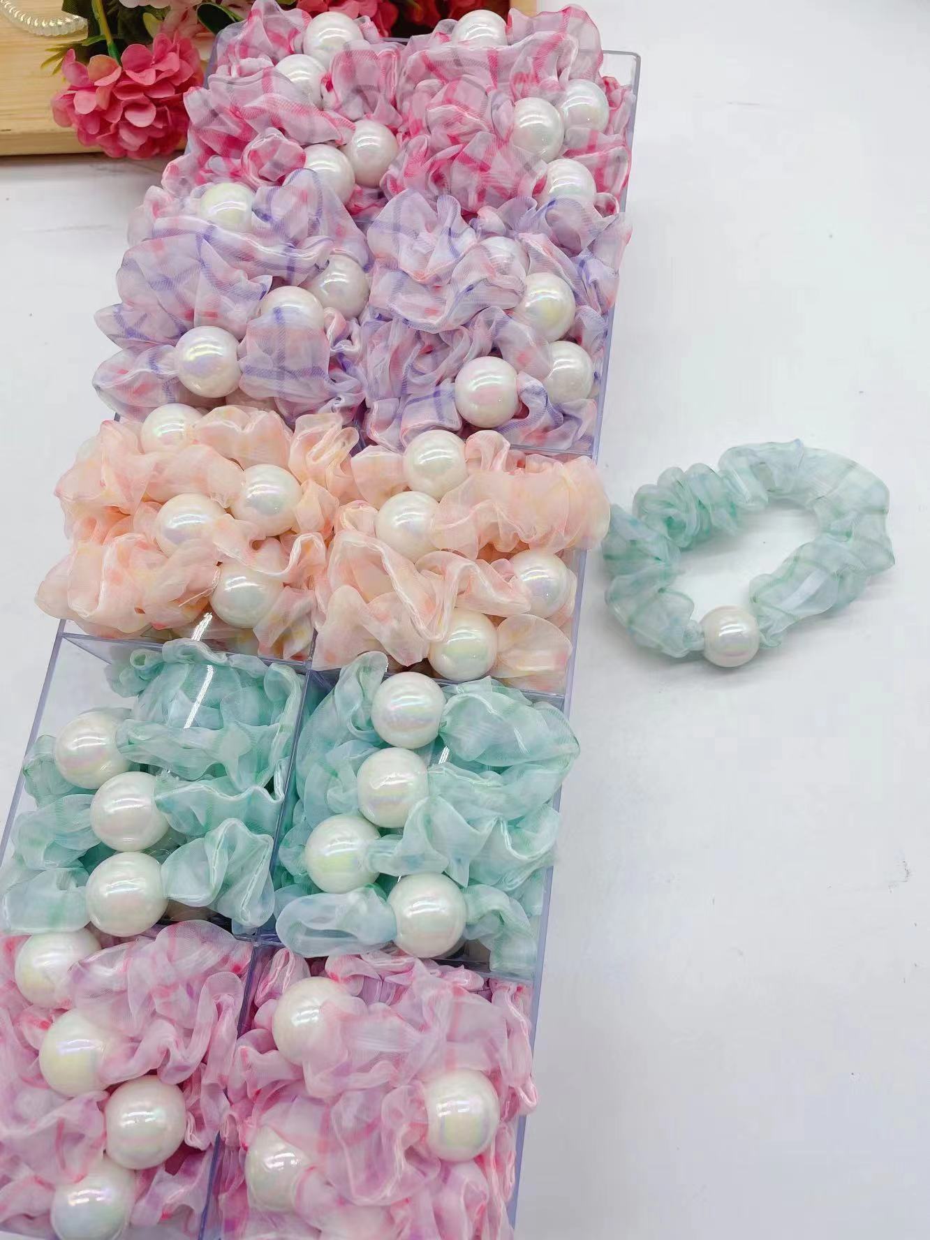 Pearl Ring 2 Cross-Border Hot Sale Of 60 Color Pure Color Bright Color Ding Pig Large Colon Hair Ring Elastic Hair Ring Manufacturers Direct Supply