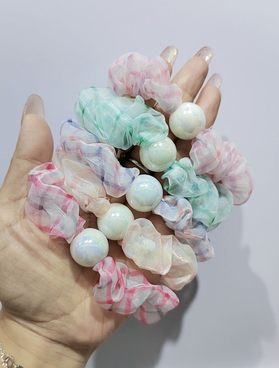 Pearl Ring 2 Cross-Border Hot Sale Of 60 Color Pure Color Bright Color Ding Pig Large Colon Hair Ring Elastic Hair Ring Manufacturers Direct Supply details Picture