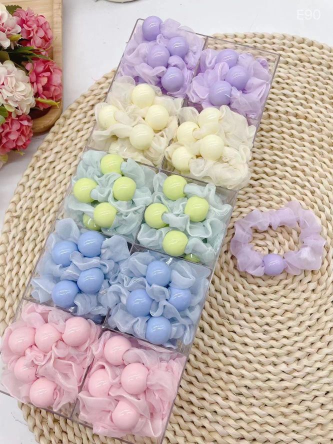 Pearl Ring 7 Cross-Border Hot Sale 60 Color Pure Color Bright Color Ding Pig Large Colon Hair Ring Elastic Hair Ring Manufacturers Direct Supply