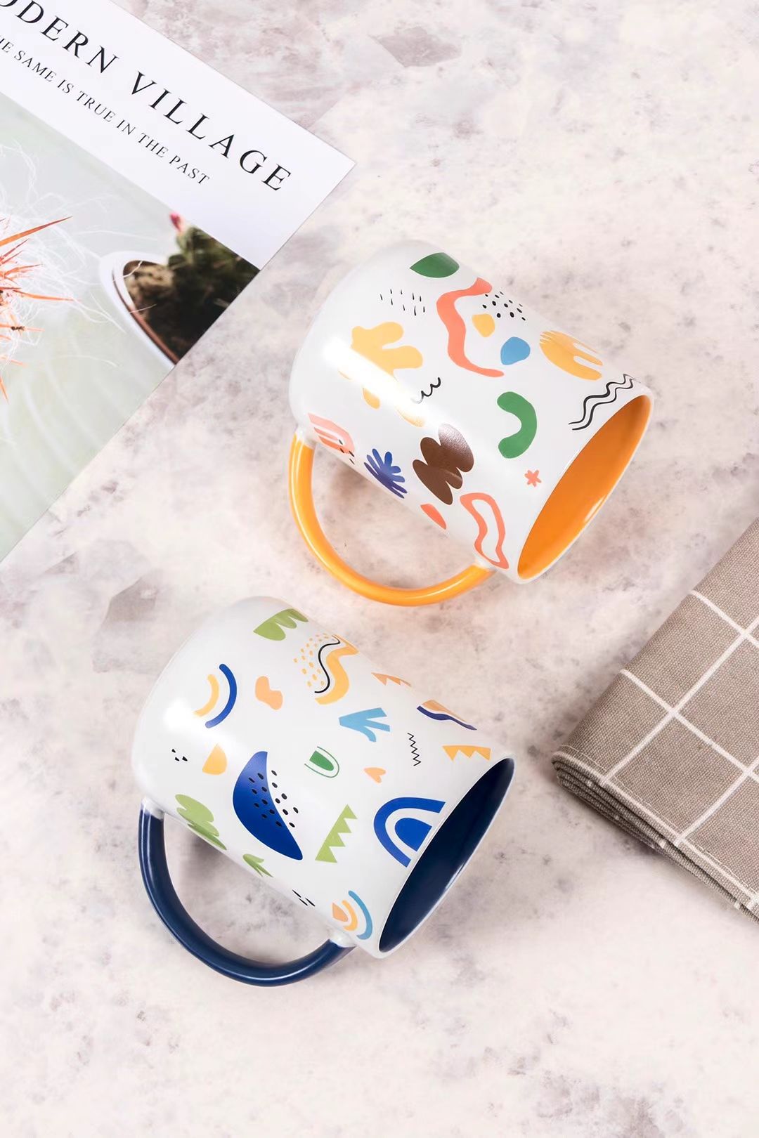 Painted Ceramic Cup Spring Color Series Cup Inner Color Glaze 420Ml Item Picture