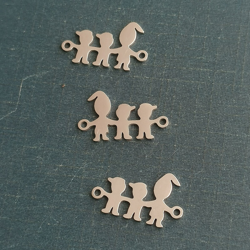 Titanium steel bracelet Pendant Stylish stainless steel accessory Connecting diy double hole family Dad with boy