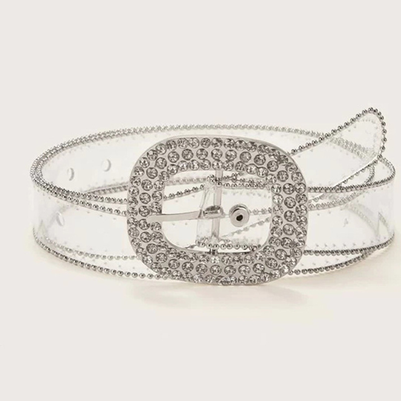 Foreign Trade Cross-Border New Transparent Pvc Belt Belt Women's Fashion Spot Diamond Belt Simple Summer Essential Jeans Accessories details Picture