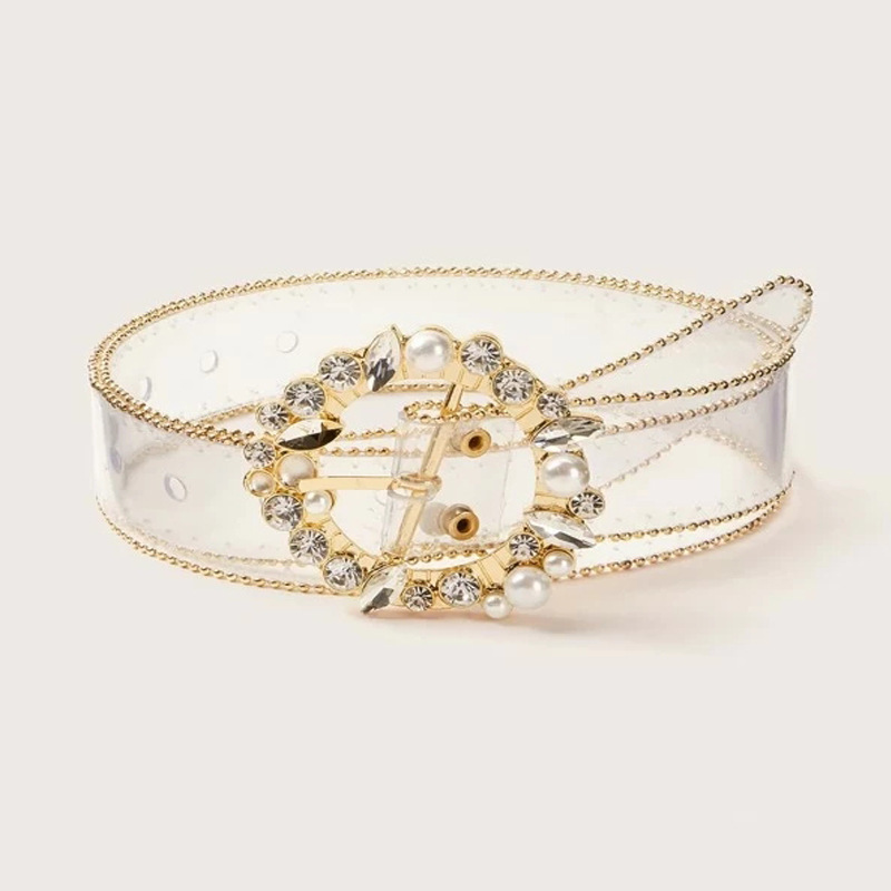 Foreign Trade Cross-Border New Transparent Pvc Belt Belt Women's Fashion Spot Diamond Belt Simple Summer Essential Jeans Accessories Specification drawing