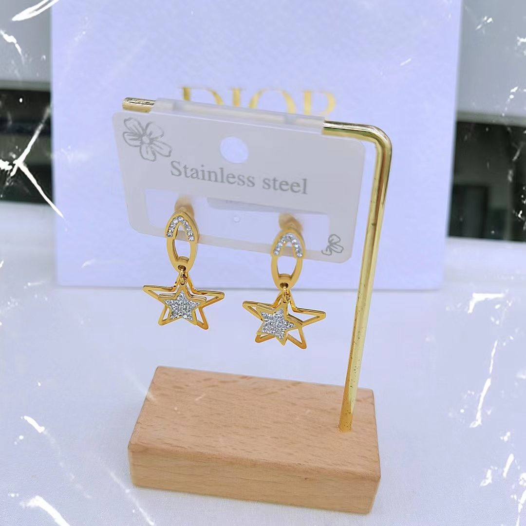 Earring women's summer simple 18K gold non-fading titanium steel high-end and niche design earrings 2021 new style stud earrings and earrings are trendy Application Scenario