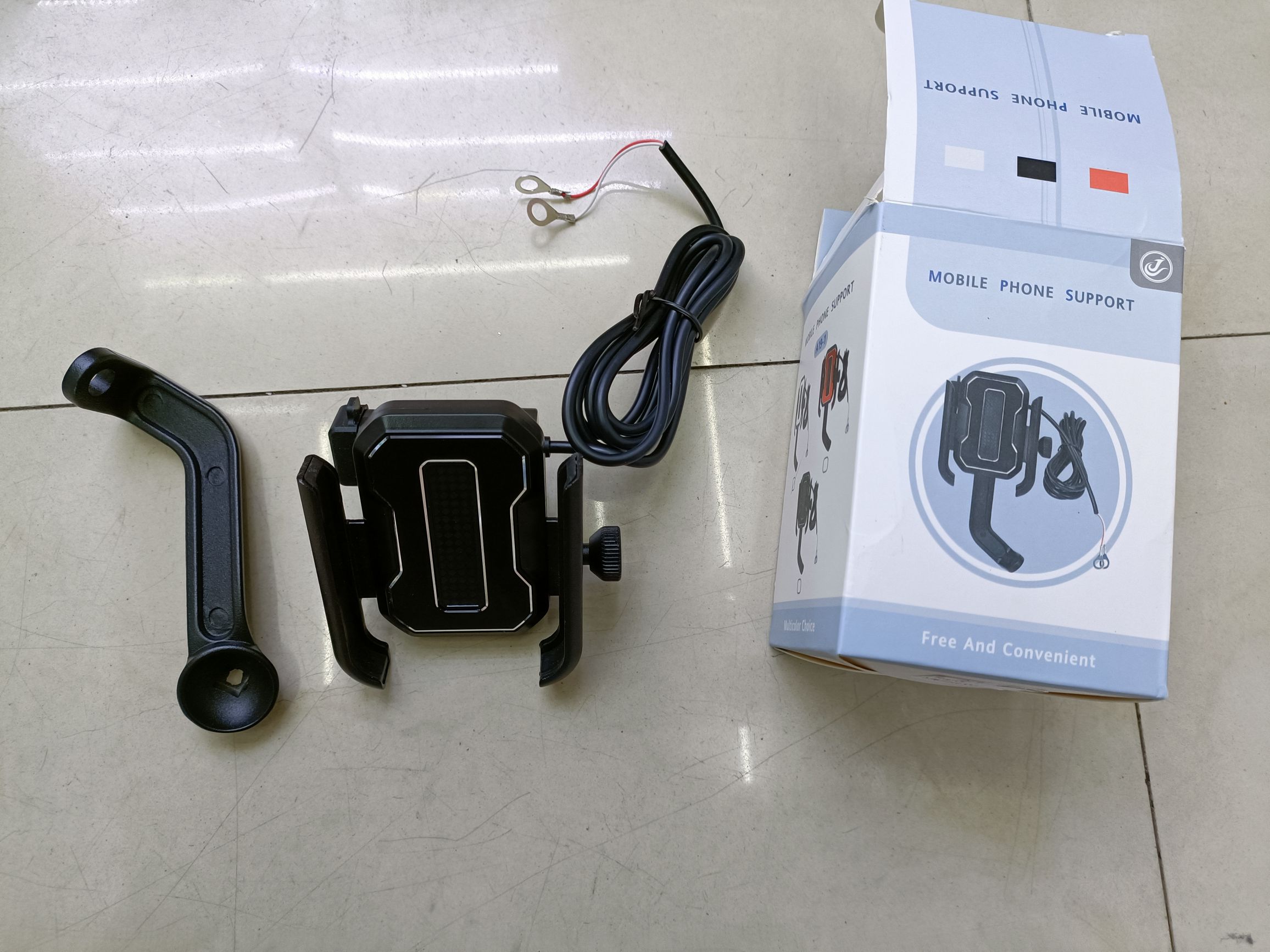 Motorcycle with charging mobile phone stand Motorcycle with cable