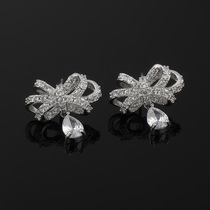 Light luxe zircon butterfly tassel earrings stud earrings fairy wedding accessories no piercing mosquito coils ear clips