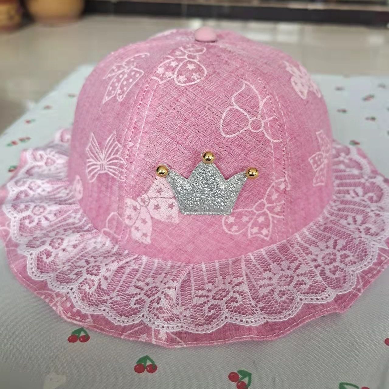 Evelyn Hat Line Children's Hat Veil Crown 👑 Floral Cloth Visor details Picture
