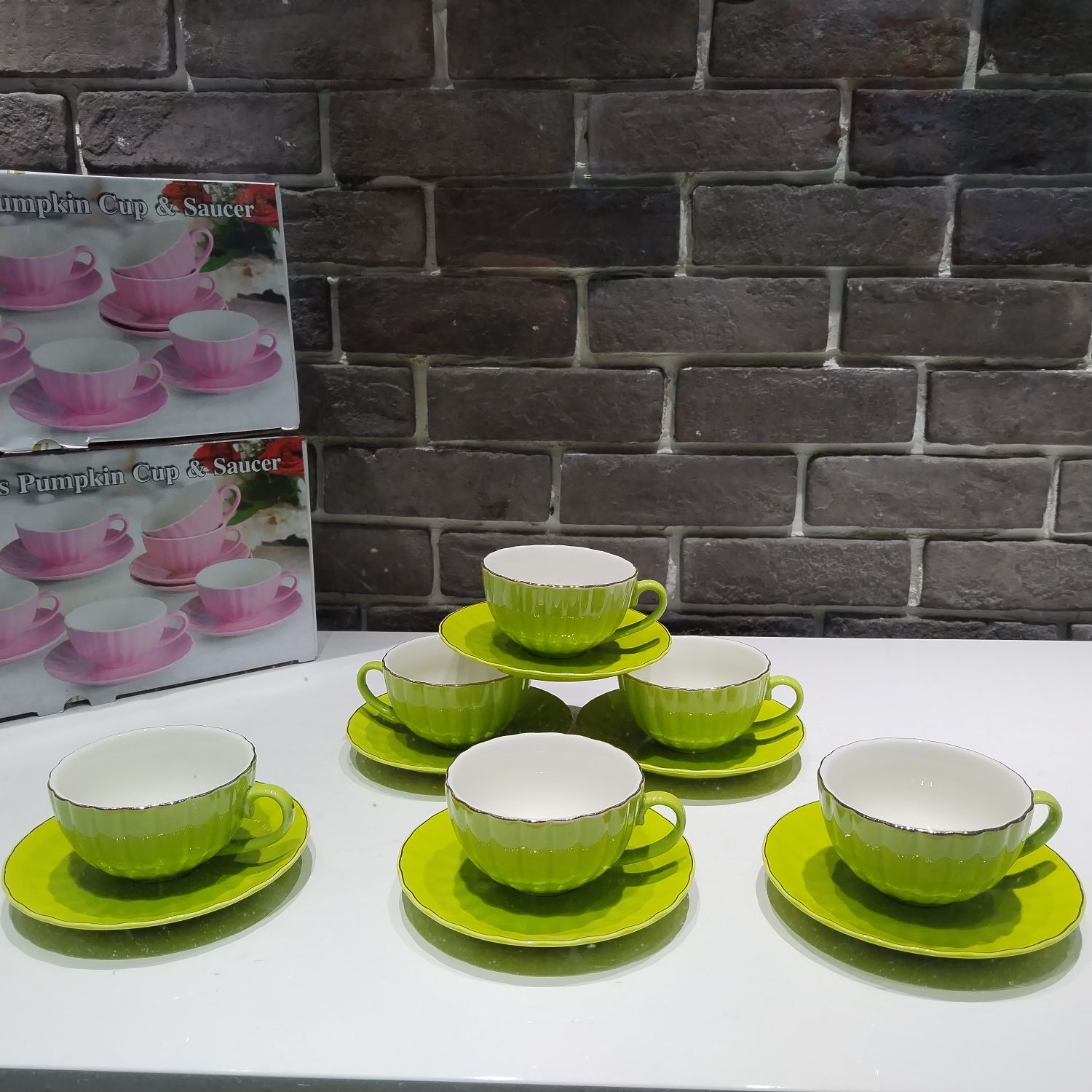Jingdezhen 6 Cups 6 Saucer Coffee Ceramic Coffee Cup Saucer Colored Glaze Coffee Cup Saucer Foreign Trade Coffee Ware Ceramic Cup Afternoon Tea Cup details Picture