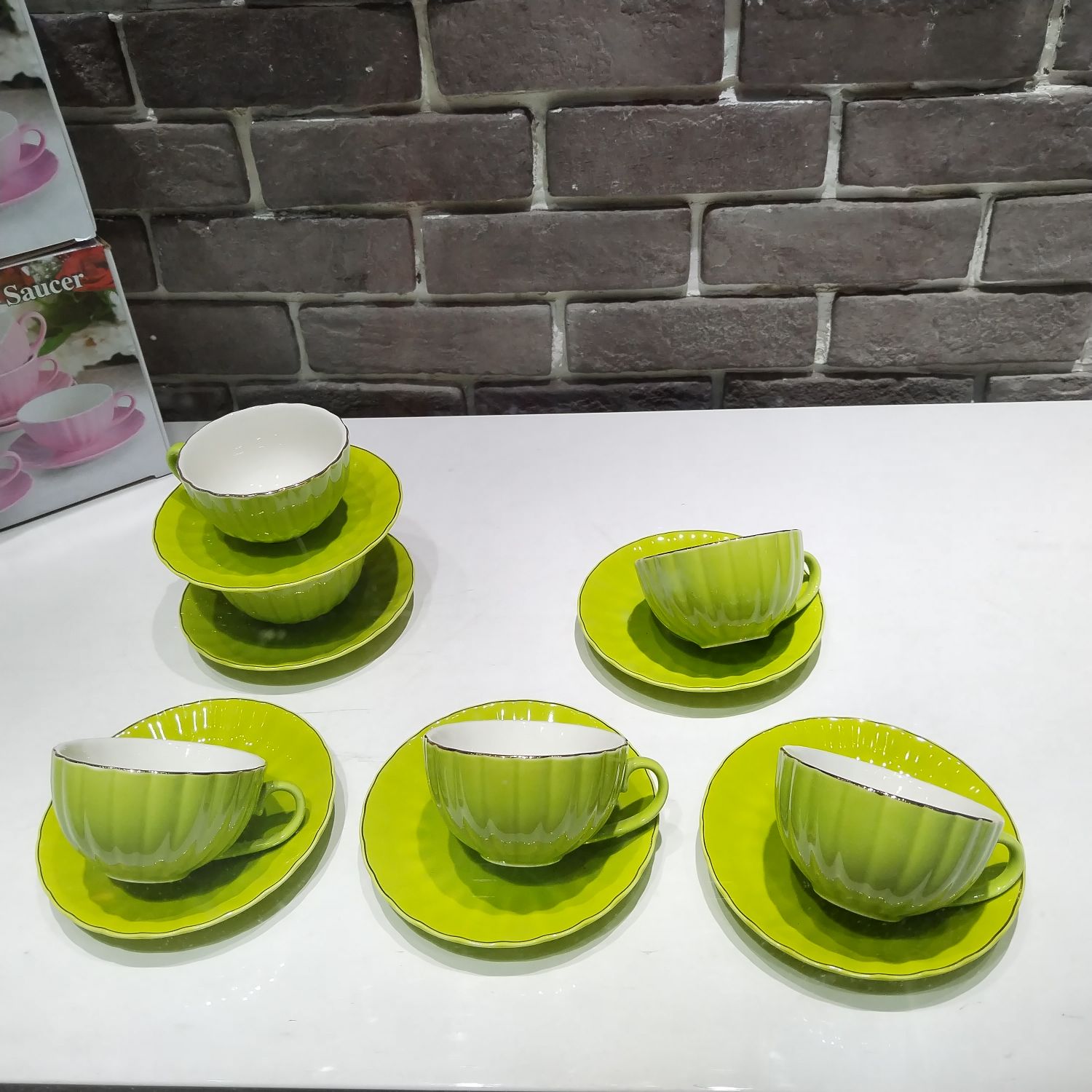 Jingdezhen 6 Cups 6 Saucer Coffee Ceramic Coffee Cup Saucer Colored Glaze Coffee Cup Saucer Foreign Trade Coffee Ware Ceramic Cup Afternoon Tea Cup undefined