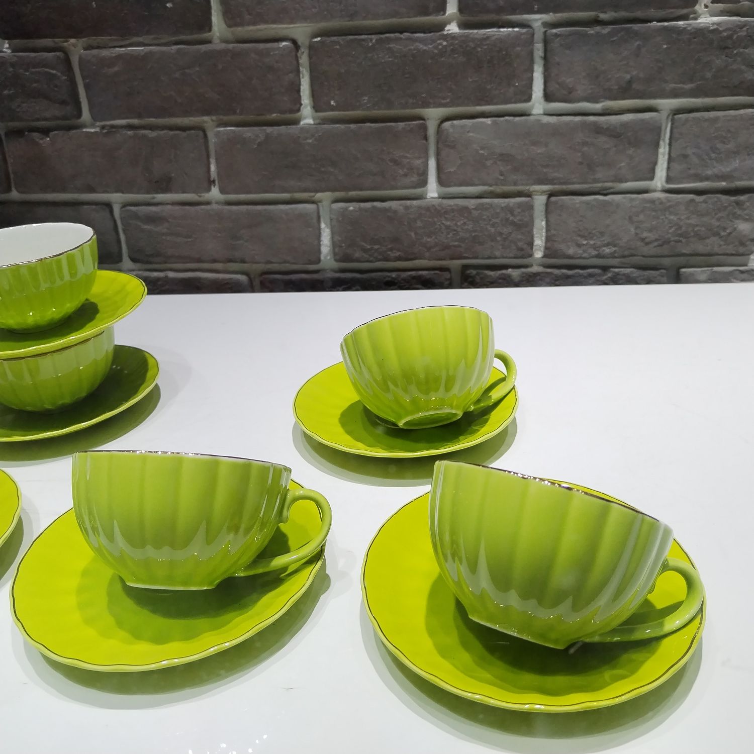 Jingdezhen 6 Cups 6 Saucer Coffee Ceramic Coffee Cup Saucer Colored Glaze Coffee Cup Saucer Foreign Trade Coffee Ware Ceramic Cup Afternoon Tea Cup undefined