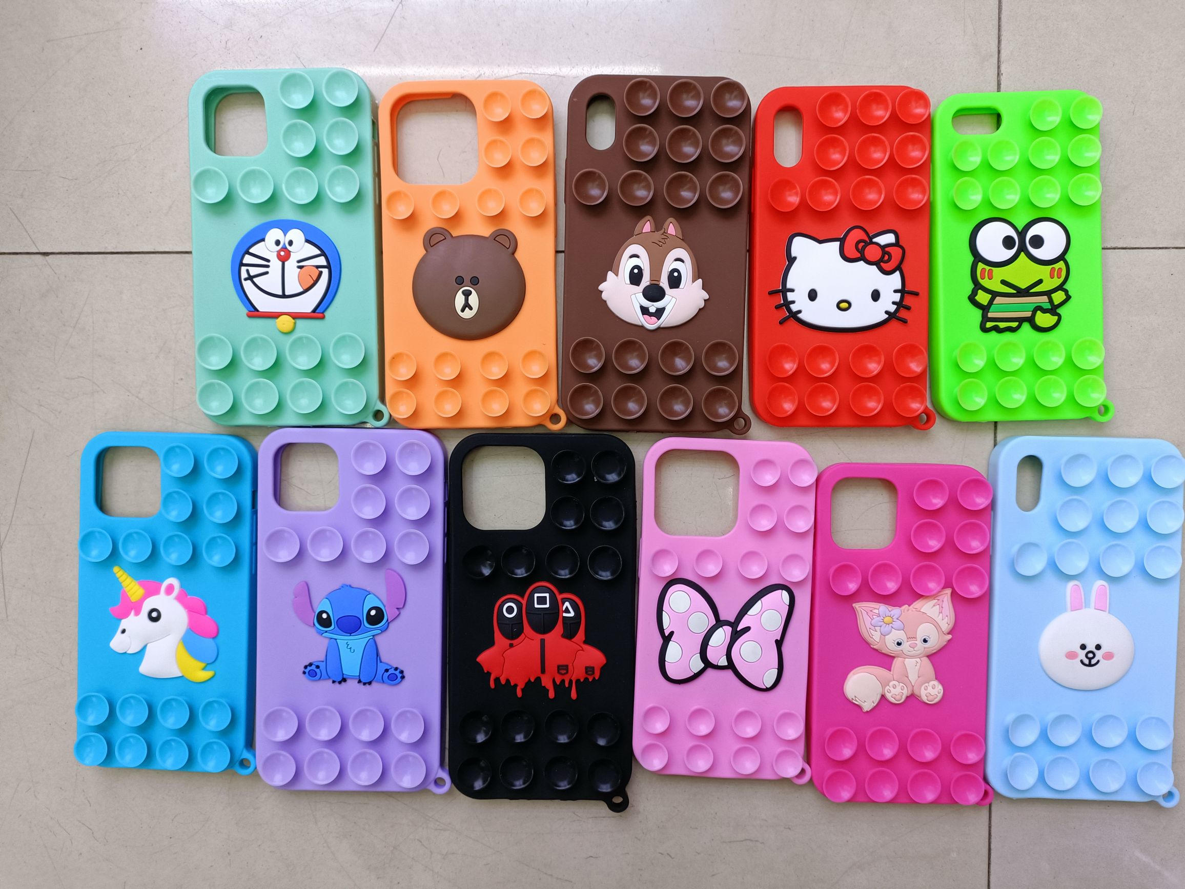 Suction cup stick doll silicone case mobile phone case