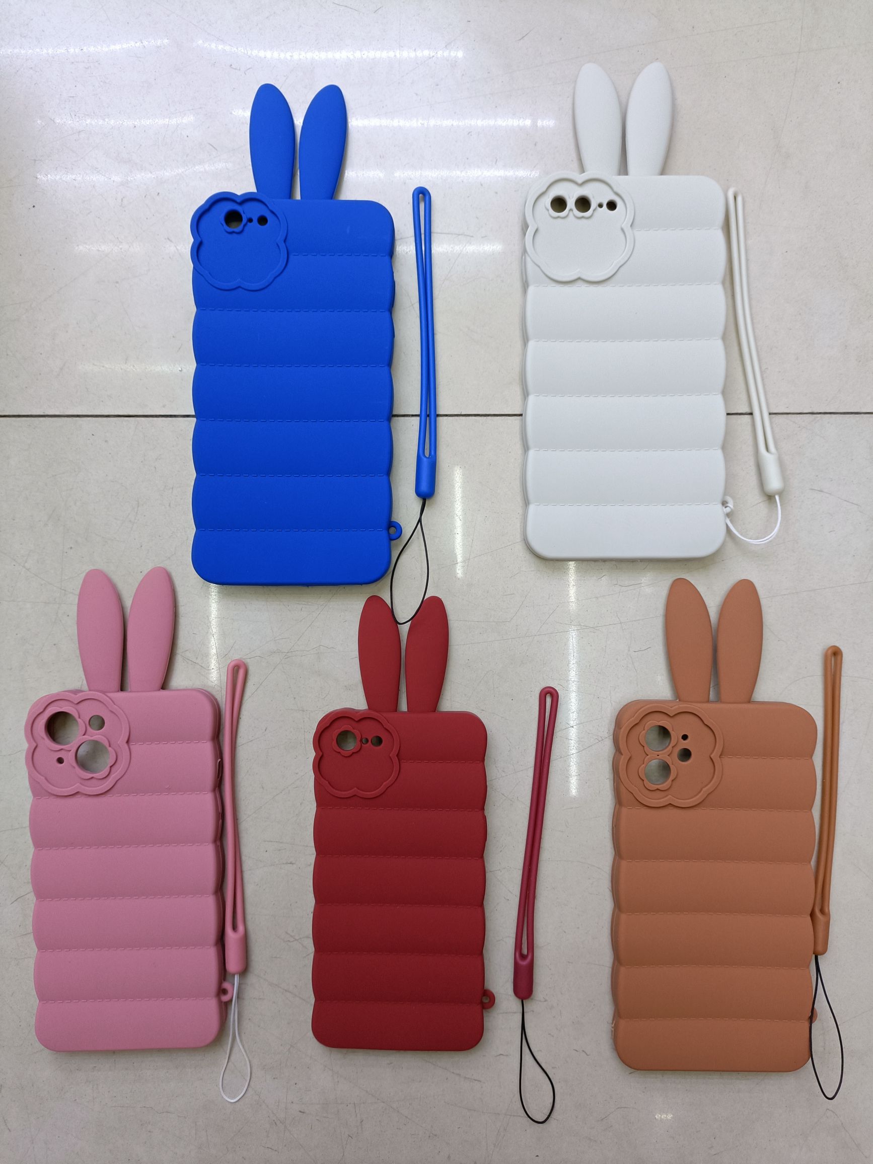 Rabbit ear lanyard silicone phone case