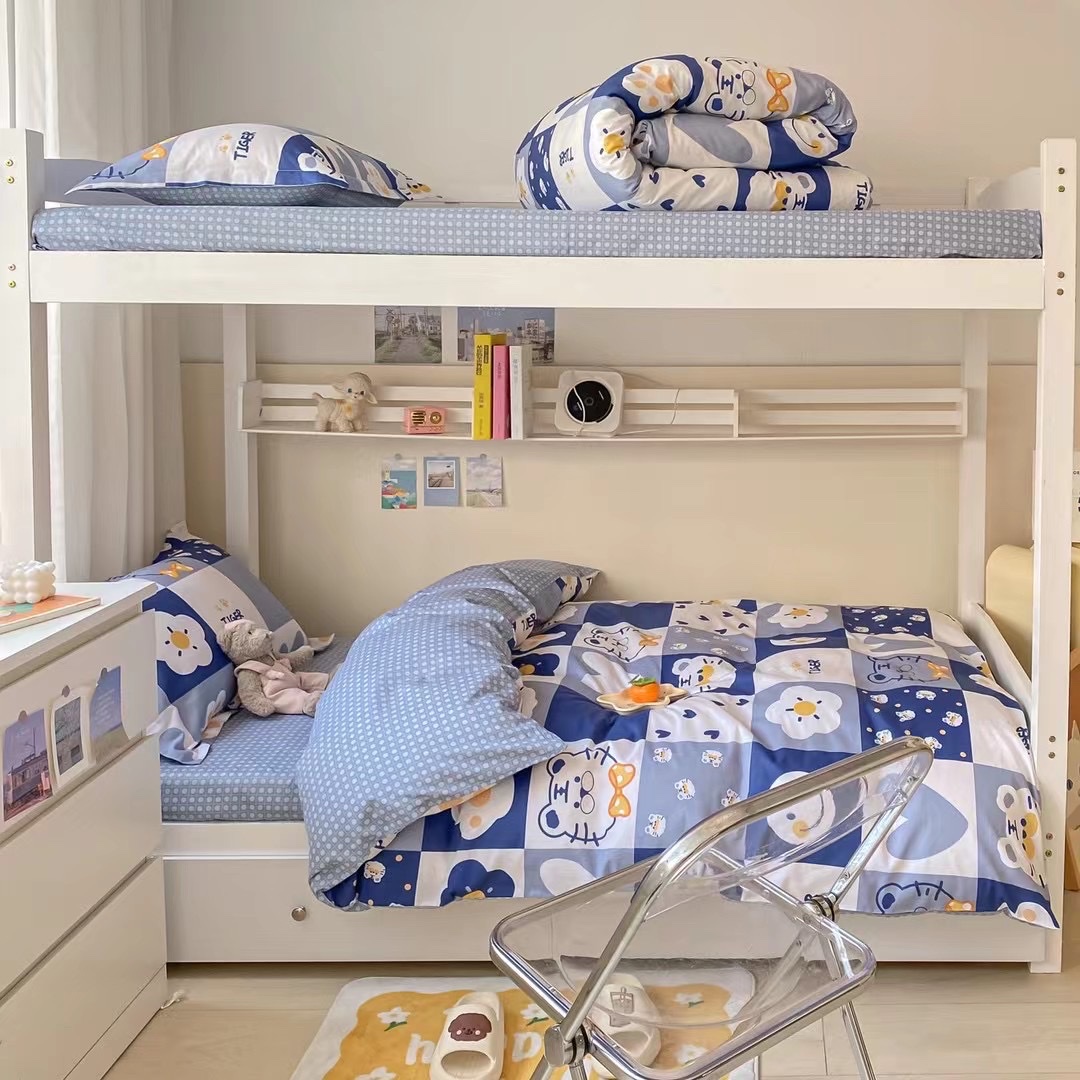 Cotton Students 3-Piece Dormitory Set High And Low Bunk Bed Suitable