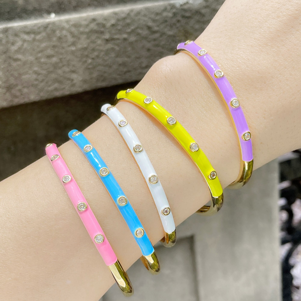 Cross-border Europe and the United States new first jewelry personality Bohemian style color dripping oil geometric C-type bracelet woman