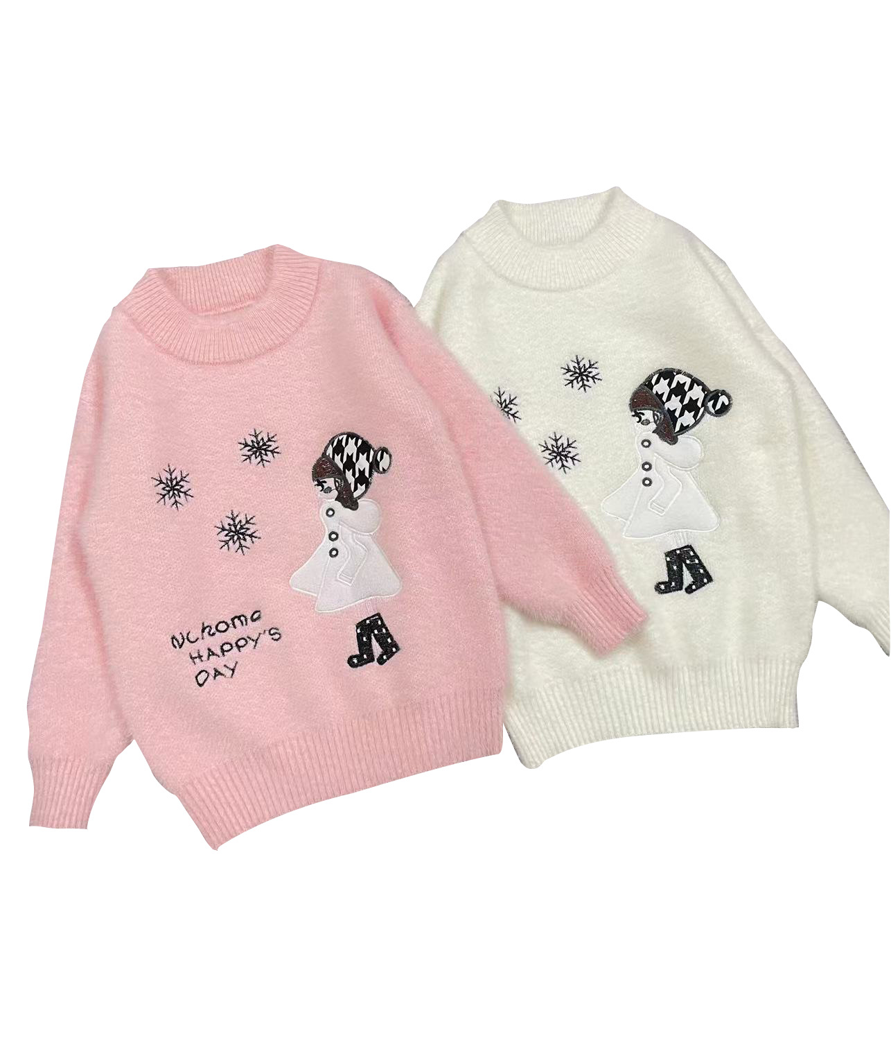 Girl's sweater anti mink velvet round neck pullover sweater for children 6-12 years old 2002 thumbnail
