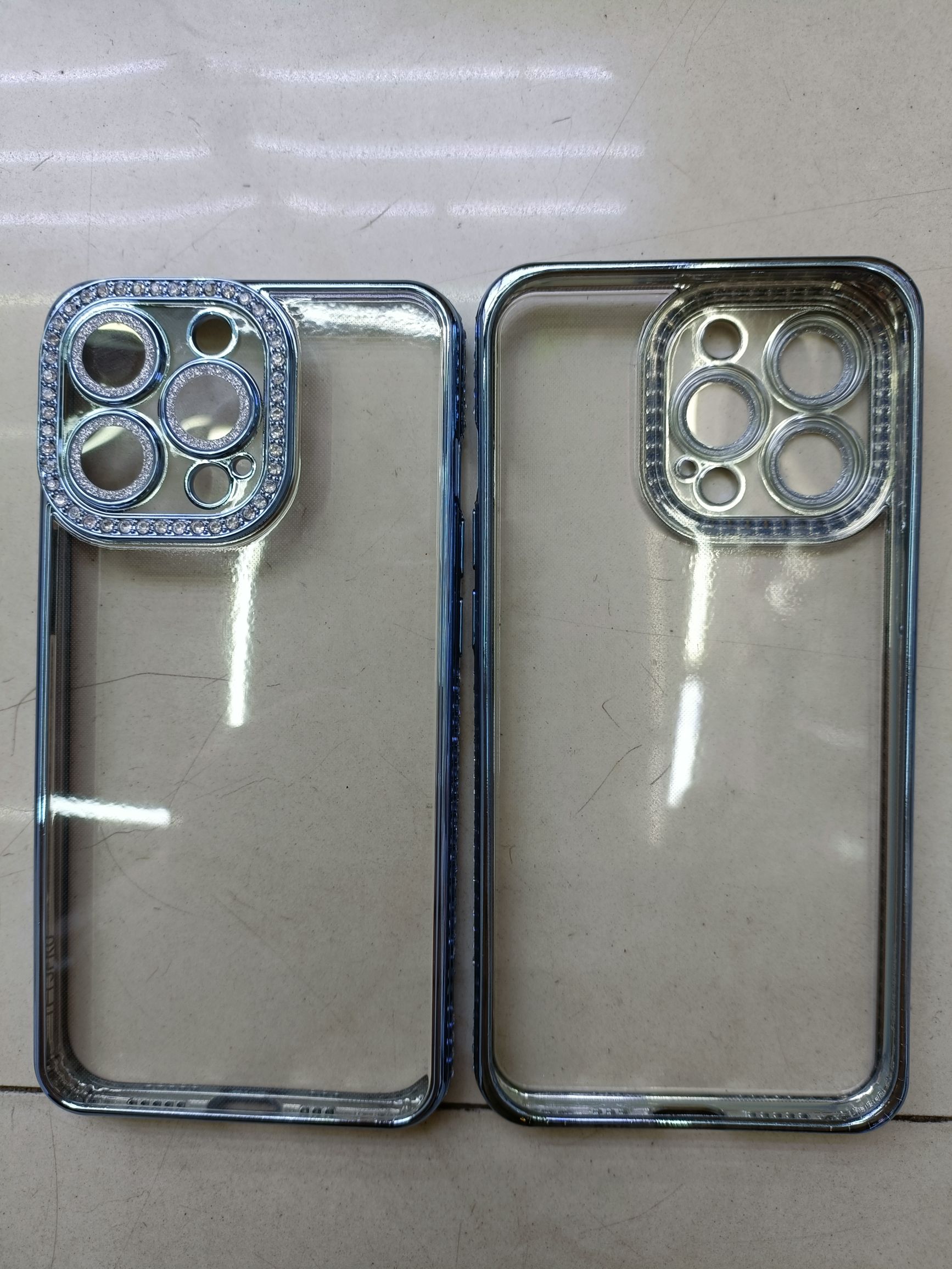 Edge drilling electroplated glitter lens film phone case