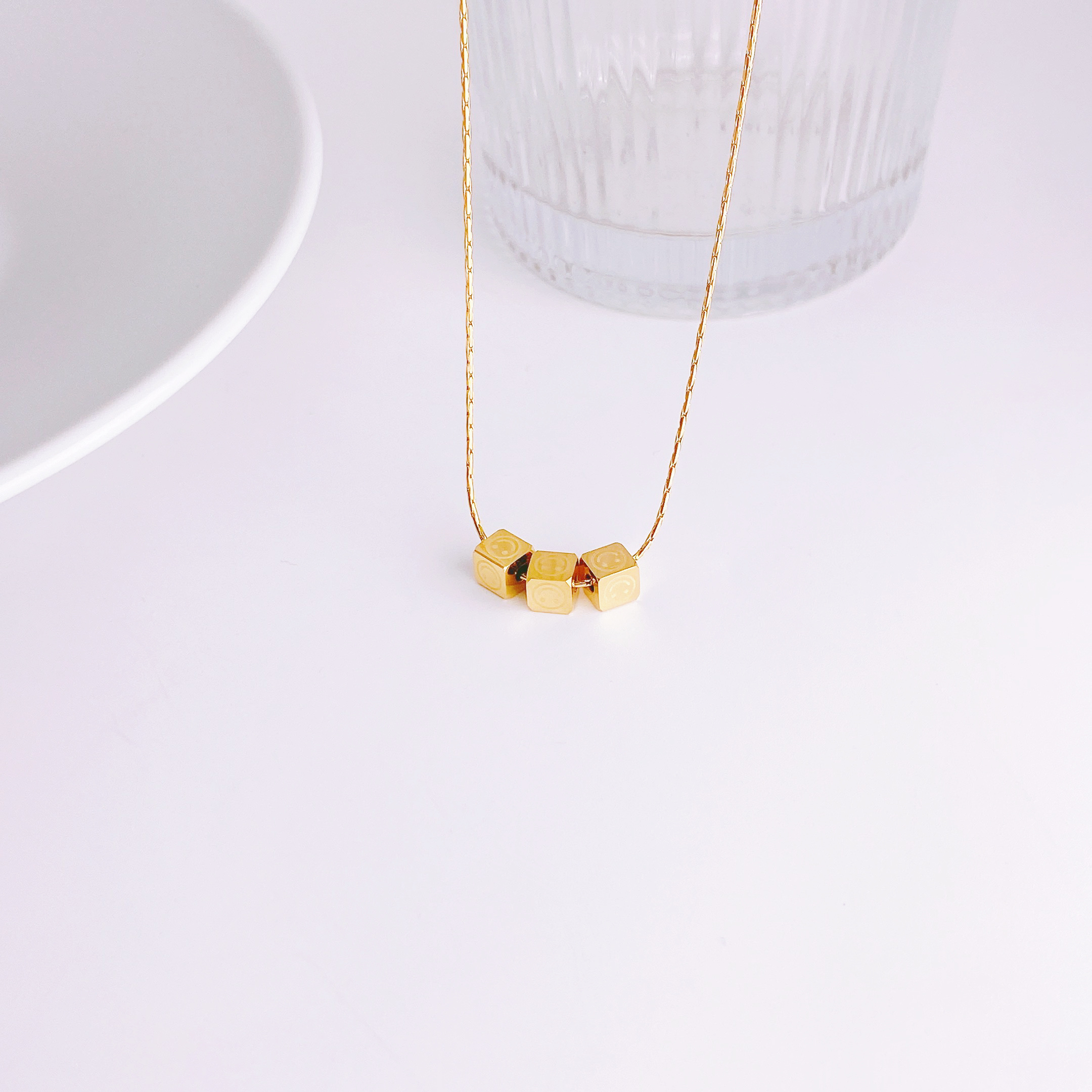 New trend fashion titanium steel three smiley face necklace to beauty steel jewelry thumbnail