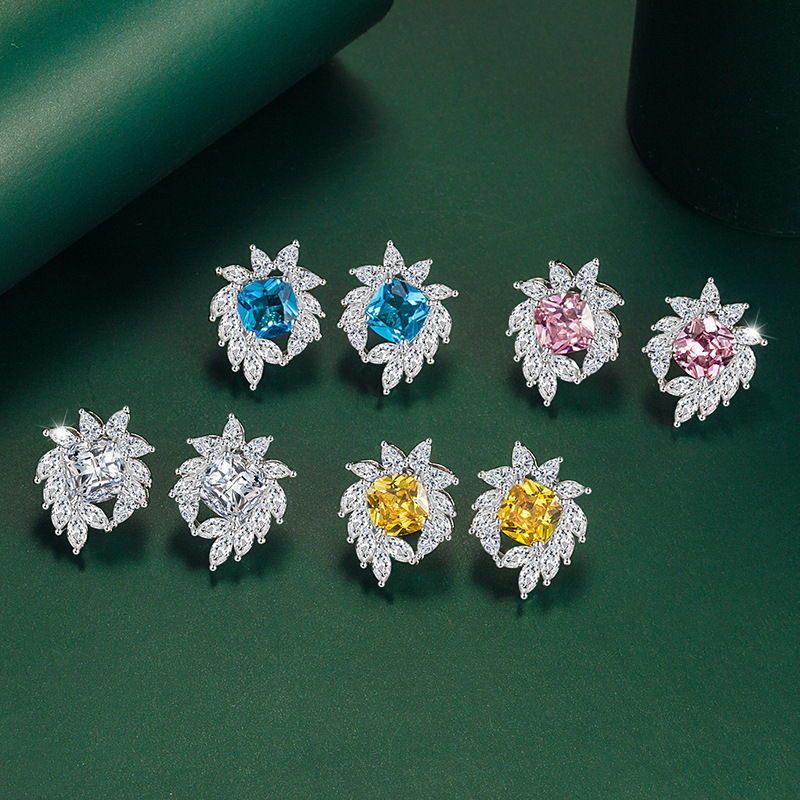 High-end luxury live hot new simulation sea blue Topa stone earrings