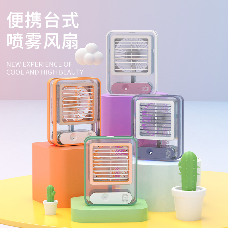 Manufacturer direct sales new crystal transparent air conditioner spray fan Desktop home portable USB humidifier fan thumbnail