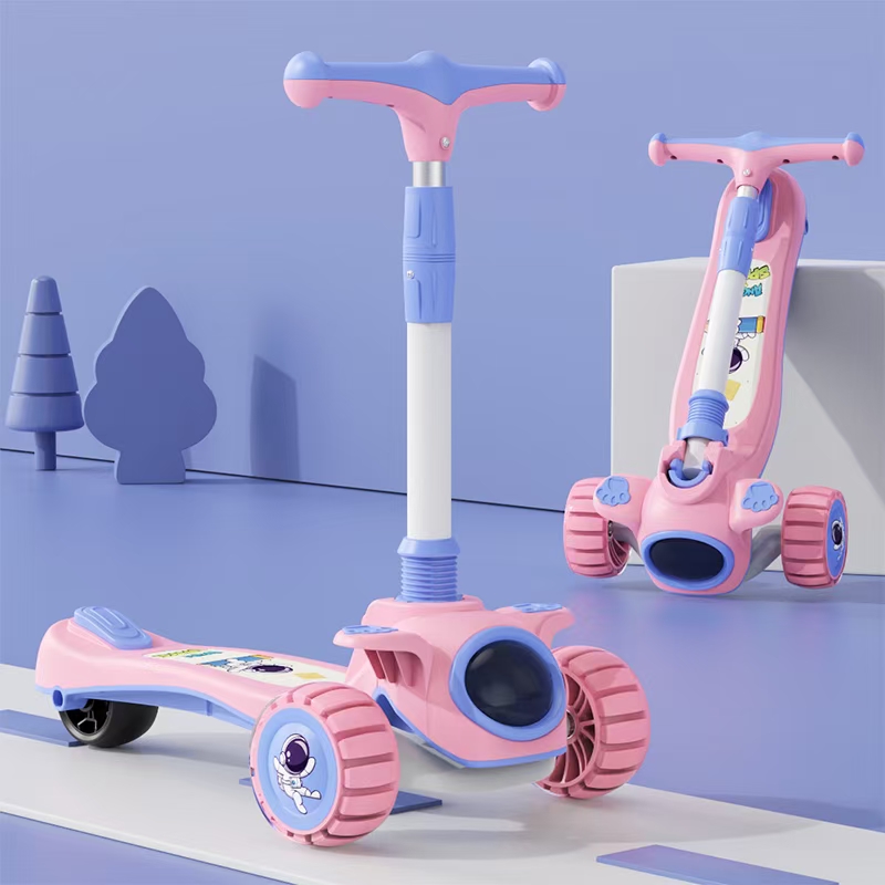 pu wheels with lights with music lights handlebar height adjustable new space man scooter one key folding easy to carry nylon bottom plate thumbnail