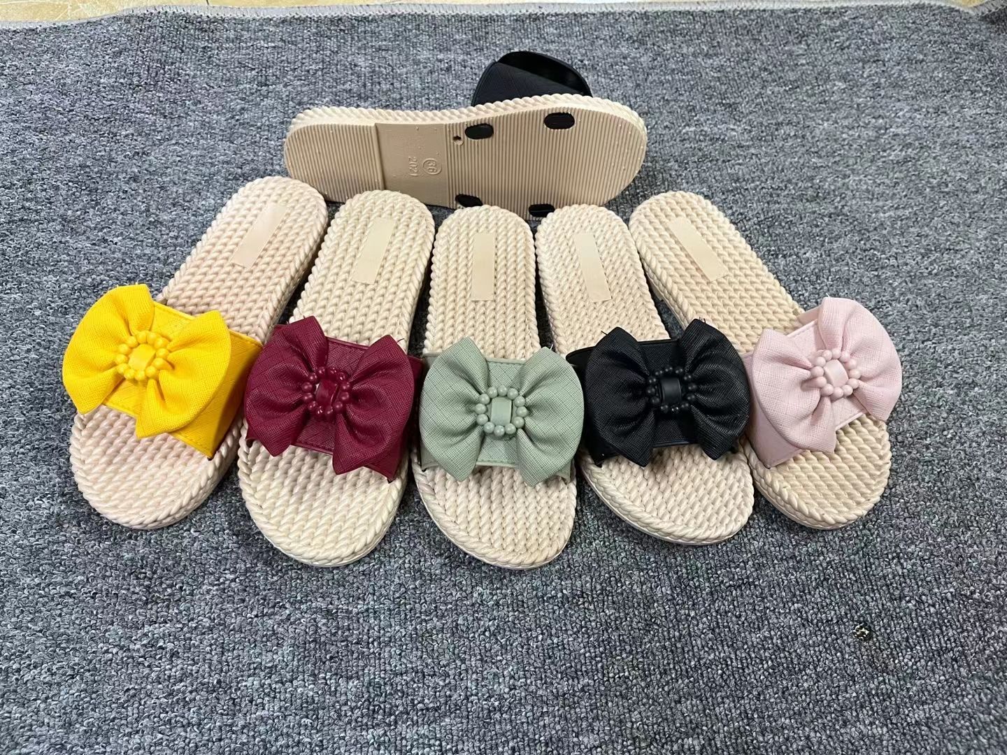 Beach summer women's casual slippers 2022 new bow tie women's shoes
