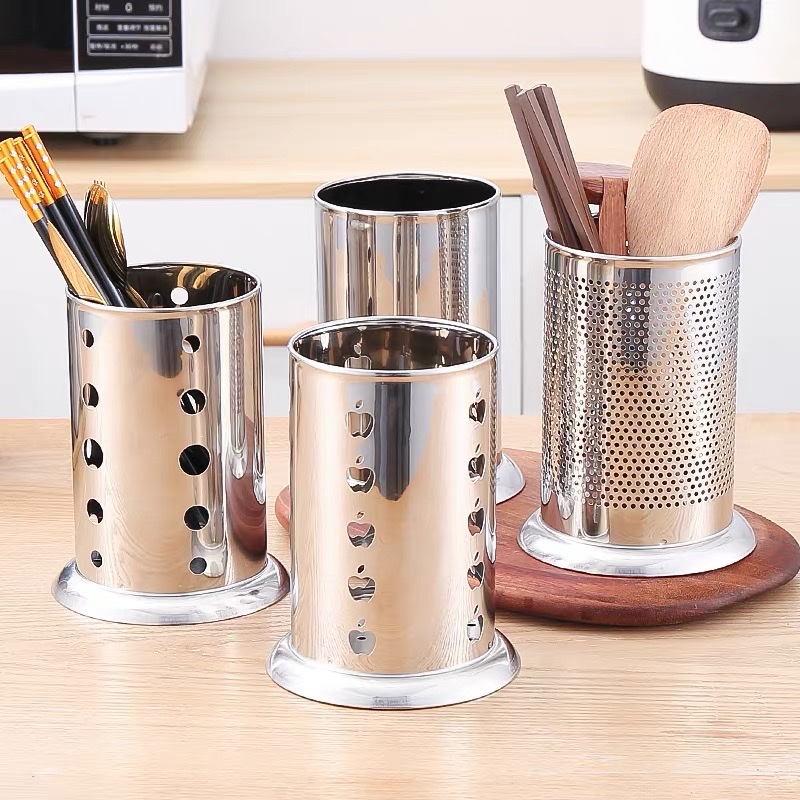 Chopstick holder Stainless steel chopstick holder Household mildew proof chopstick bucket chopstick case kitchen multi-function drainer drum basket chopstick holder