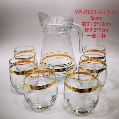 Glass glass kettle glass water cup cup drink cup cup set gold rim cup whisky cup cold kettle thumbnail