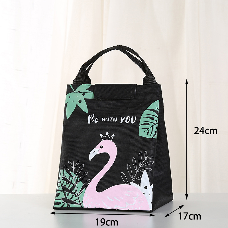 New Cartoon Bento Bag Flamingos Portable Meal Bag Lunch Bag Lunch Box Bag Picnic Bag Waterproof Thermal Ice Bag details Picture