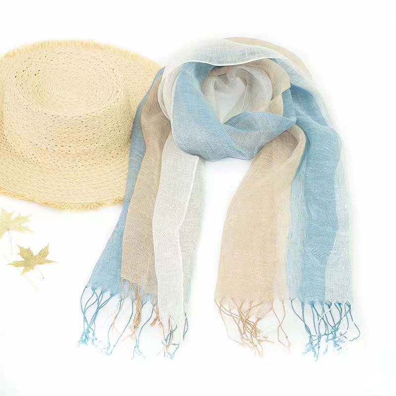 Linen Scarf Female Artistic Sunblock Shawl Temperament Multi-Color Spring Summer Wholesale Scarf Beach Shawl Scarf details Picture
