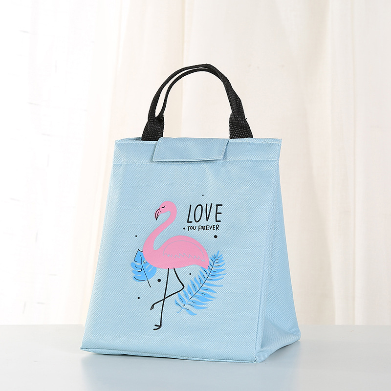 New Cartoon Bento Bag Flamingos Portable Meal Bag Lunch Bag Lunch Box Bag Picnic Bag Waterproof Thermal Ice Bag Specification drawing