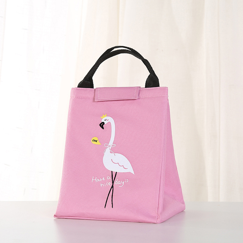 New Cartoon Bento Bag Flamingos Portable Meal Bag Lunch Bag Lunch Box Bag Picnic Bag Waterproof Thermal Ice Bag Application Scenario