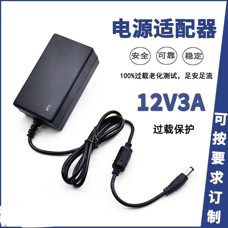 12V3A power adapter plug-in wall Eurogauge massager Beauty instrument mirror headlight power supply