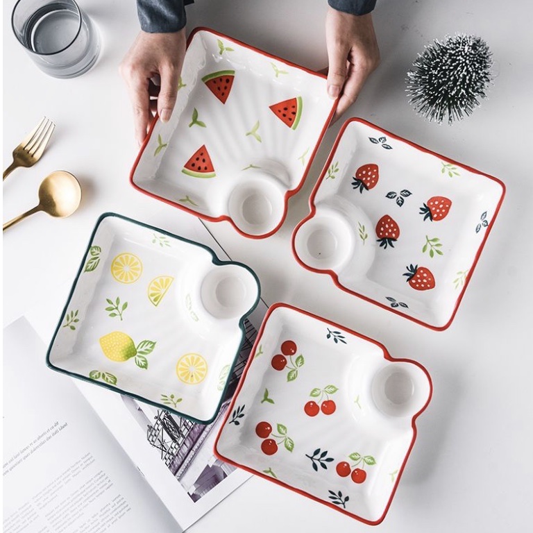 Square Dumpling Plate Ceramic Plate