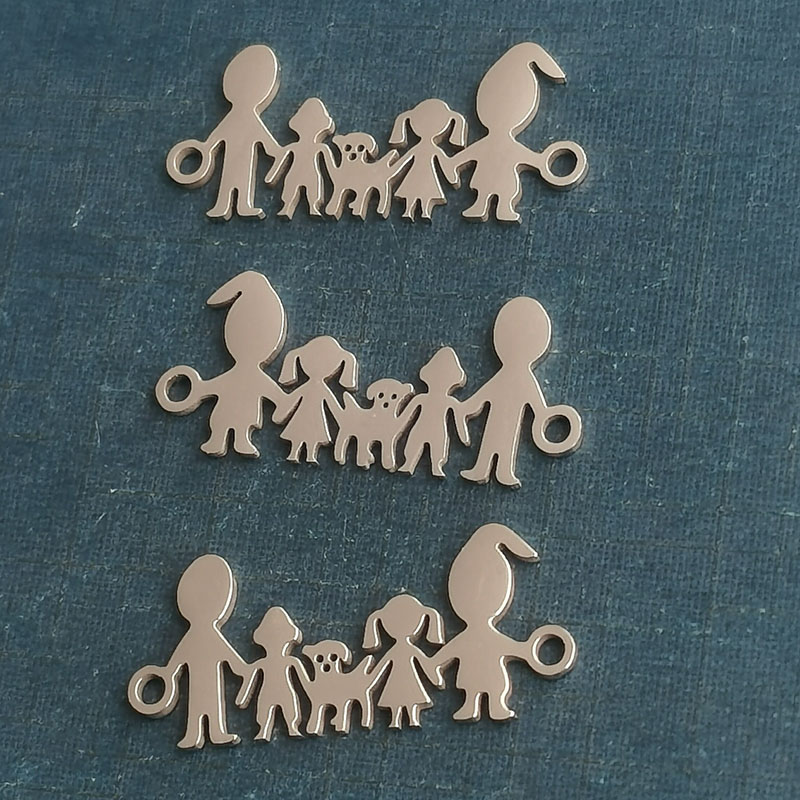 Handhold Stainless Steel Accessories Double-sided polished double-hole stainless steel wish bracelet connection accessories