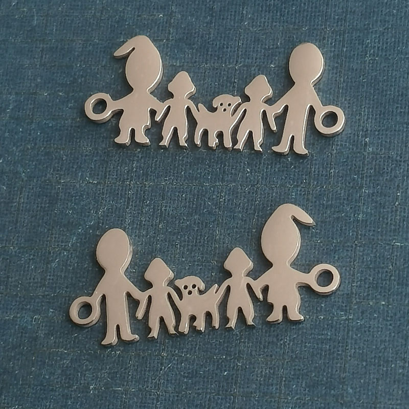Parents two men a dog Titanium steel Fashion stainless steel accessories Connecting accessories diy double hole family pendant thumbnail