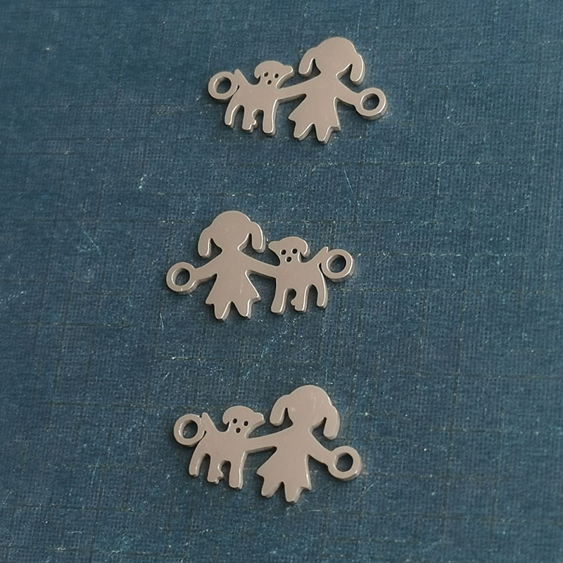 Titanium steel Girl Dog Fashion stainless Steel Accessories Connecting accessories diy double hole bracelet pendant thumbnail
