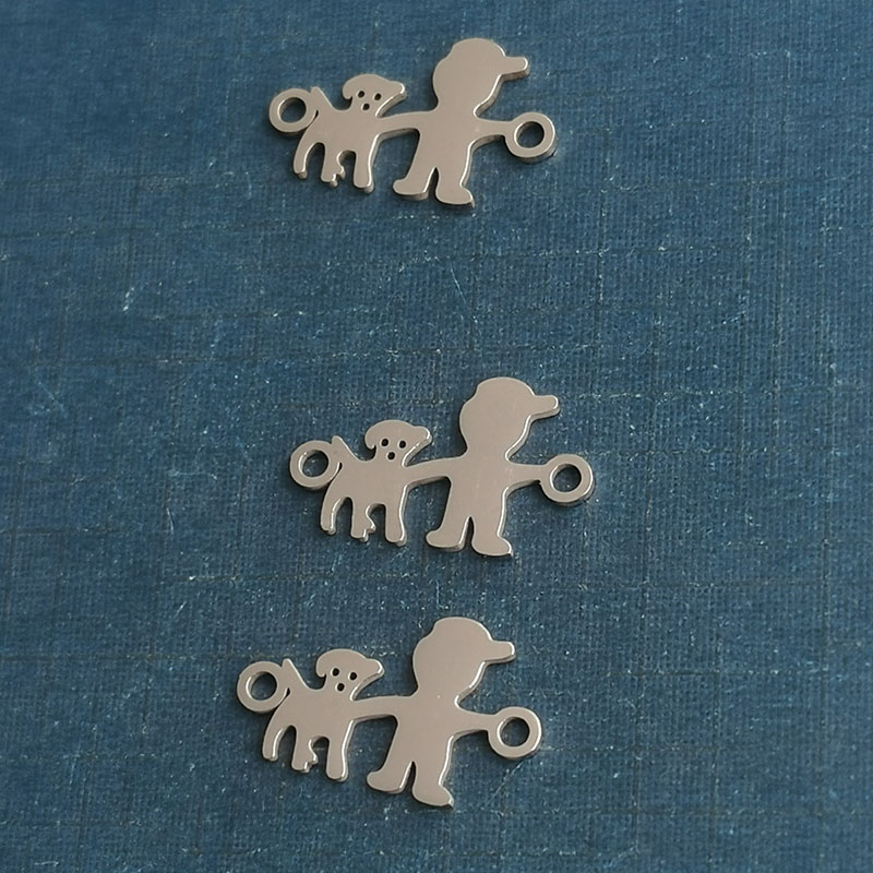 Titanium steel One man one dog Fashion stainless steel accessory Connecting accessories diy double hole family pendant